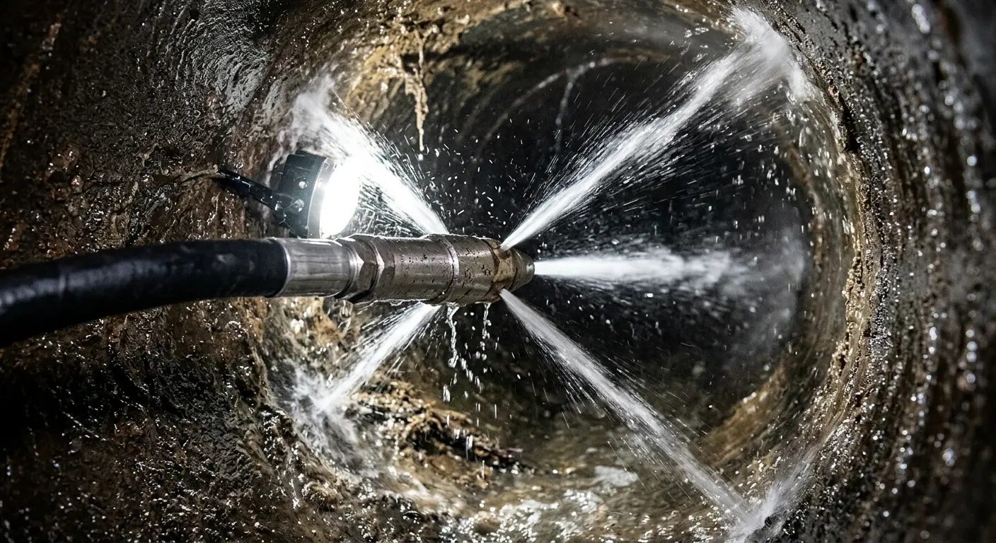 High-pressure hydro jetting nozzle cleaning sewer pipe for Storm Drain Cleaning in Lake Lorraine